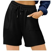 Shorts For Women Trendy High Waist Summer With Pockets Drawstring Running Gym Fitness Durable Versatile Practical Comfortable Breathable Outdoor Activities Short Pants